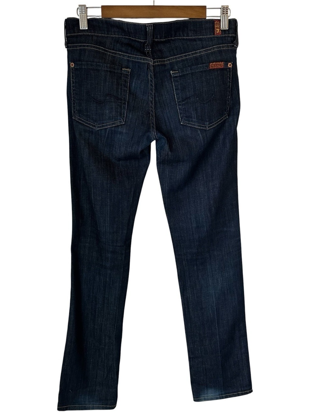 7 For All Mankind Jeans Size 26 Straight Leg Dark Wash Denim Women - Picture 3 of 9
